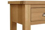 Marsden Console Table Natural Oak close view picture of the tables frame