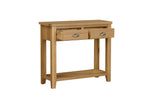 Marsden Console Table Natural Oak picture with opened drawers
