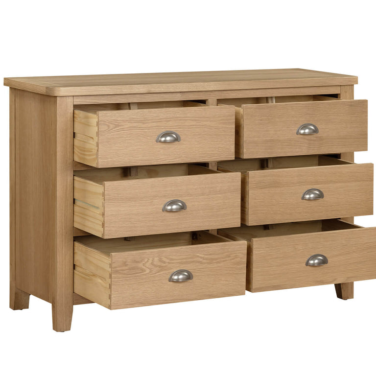 Marsden Dressing Chest 6 Drawer Natural Oak