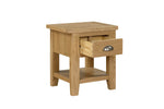 Marsden Lamp Table Natural Oak picture with opened drawer
