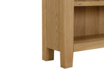 Marsden Low Bookcase Natural Oak close view picture of the legs