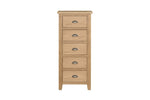 Marsden Narrow Chest 5 Drawer Natural Oak front view picture