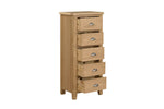 Marsden Narrow Chest 5 Drawer Natural Oak picture with opened drawers