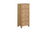 Marsden Narrow Chest 5 Drawer Natural Oak picture on the white background