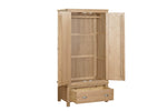 Marsden Wardrobe Natural Oak picture with opened doors and drawer