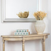 Marwood Oxbow Console Table 120 cm close view picture with books and vase on it