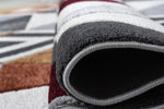 Mason Geometric Rug 100 Grey Orange close view picture of the bordered end