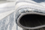 Mason Geometric Rug 103 Navy Grey: close-up view picture of the bordered end