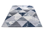 Mason Geometric Rug 108 Grey Blue horizontal view of the rug