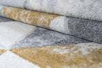 Mason Geometric Rug 110 Grey Mustard with a cut pile height