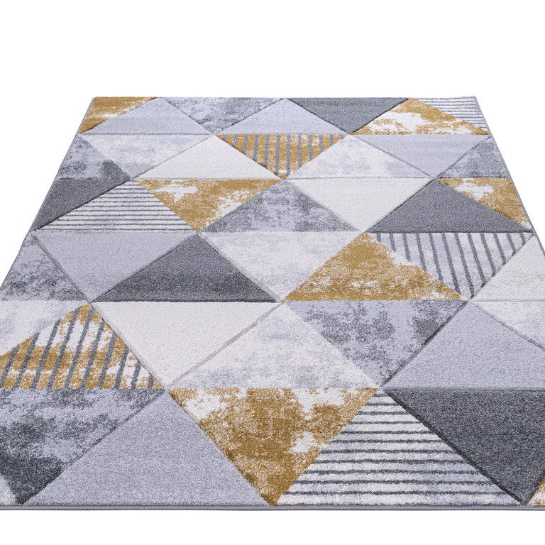 Mason Geometric Rug - 110 Grey Mustard