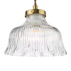 Maude Pendant Natural Brass with Ribbed Glass Shade close view picture of the shade