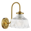 Maude Wall Light Natural Brass and Ribbed Glass can be used with or ithout switch pull cord