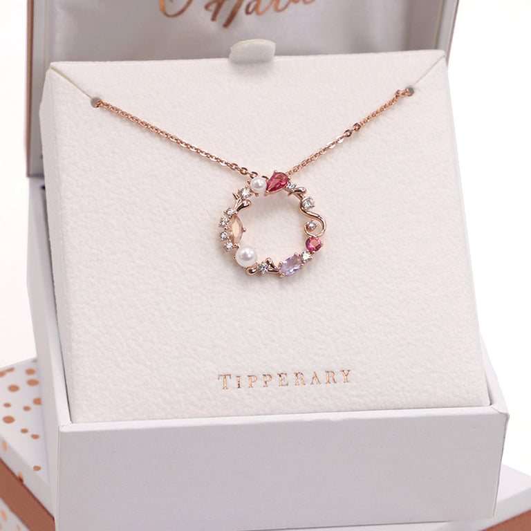 Tipperary Crystal Maureen O'Hara Vintage Wreath Pendant Necklace, Elegant Jewellery Gift