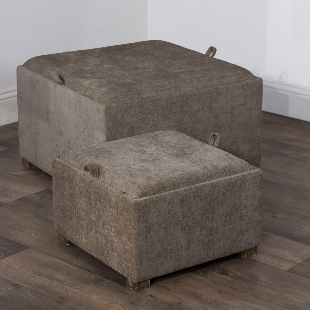 Fabric Pouffe Tray Table Set | Stylish Pouffe & Storage - Foy and Company