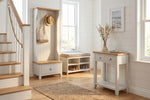 Mellor Hall Storage Bench in Cashmere shown from an angle (2)