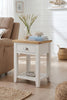 Mellor Small Console Table in Cashmere with a painted gloss finish shown from the side (2)
