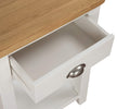 Mellor Small Console Table in Cashmere with a painted gloss finish shown from the side (8)