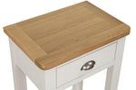 Mellor Small Console Table in Cashmere with a painted gloss finish shown from the side (9)