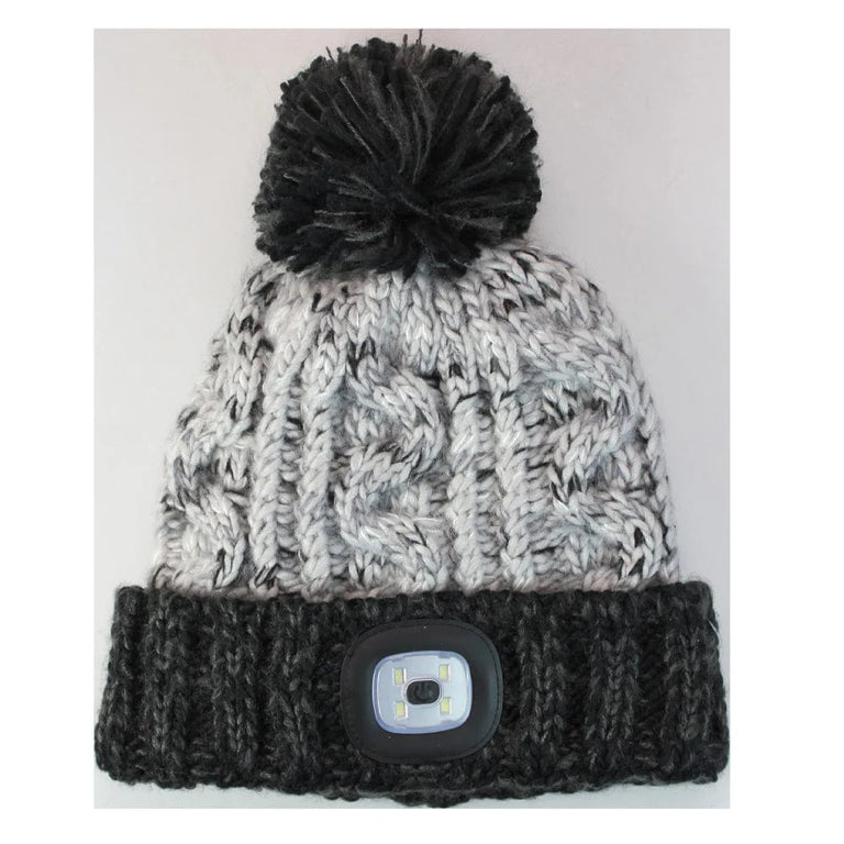 Men's Chunky Knit LED Torch Hat Black