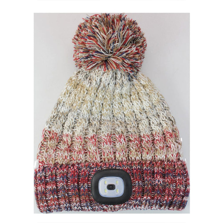 Men's Chunky Knit LED Torch Hat Red