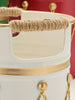 Decorative white metal container for home accessories
