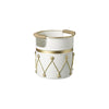 Festive white metal container for Christmas decor
