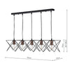 Midi 5 Light Bar Pendant Matt Black and Polished Copper picture with dimensions