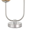 Mikara 2 Light Table Lamp Chrome And Planet Glass close view picture of th chrome base