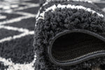 Milo Geometric Rug Black 04 close view picture of the pile height