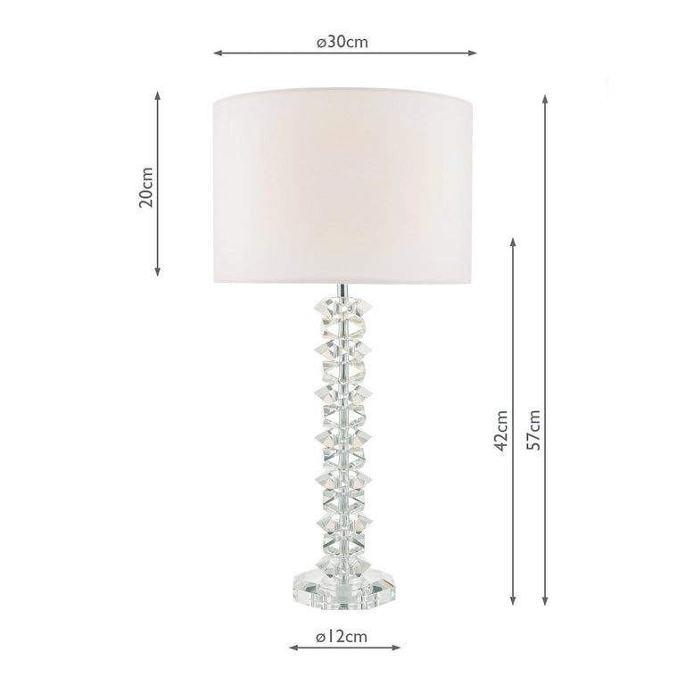 Mina Table Lamp Crystal and Polished Chrome with Cream Drum Shade for Home Decor Lighting