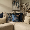 Scatterbox Cushion Mira Navy/Sand lifestyle picture on the sofa