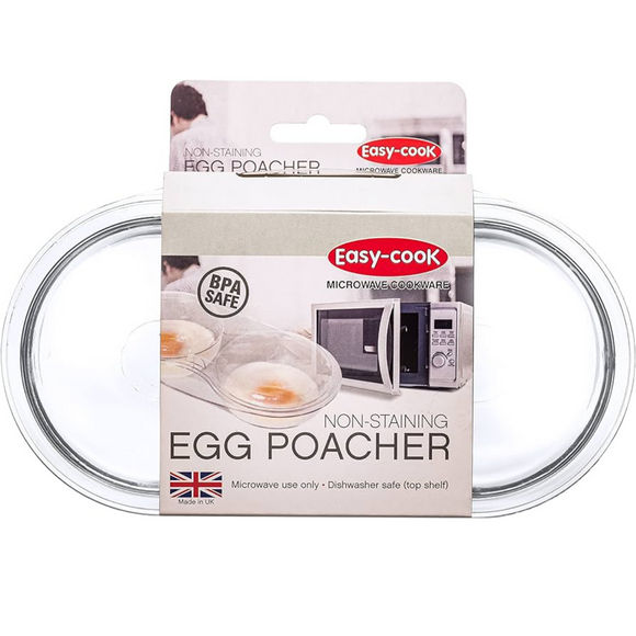Convenient egg poacher for microwave cooking.