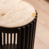 Misha Side Table Travertine Dark accent table with stone top