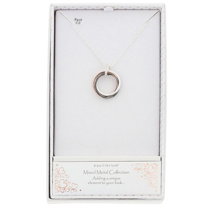Mixed Metal Modern Twist Necklace - Silver Plated Pendant