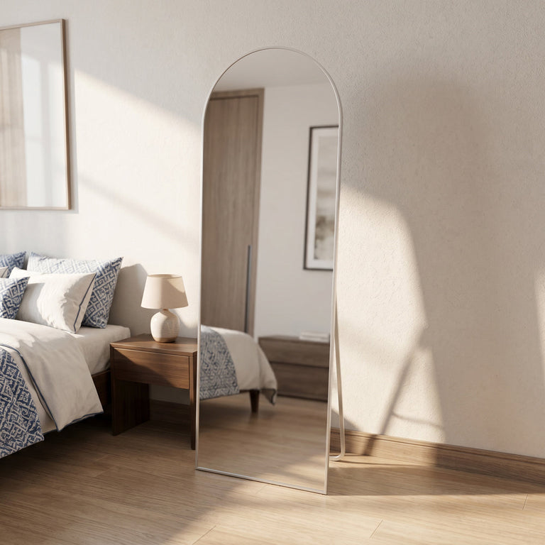 Modena Floor Standing Mirror Silver 160cm