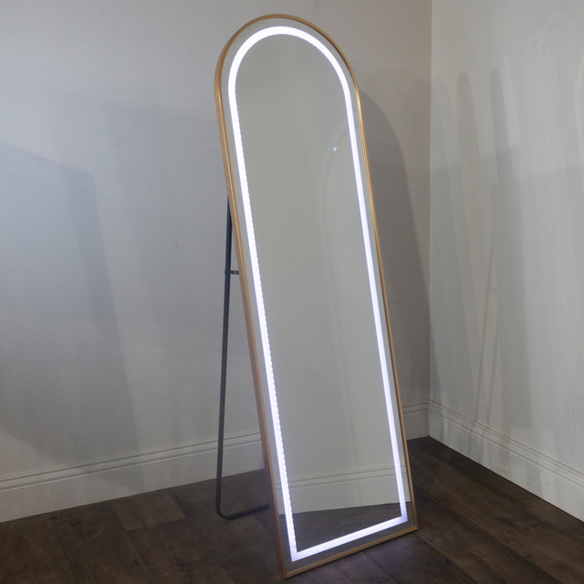 Modena LED Cheval Arch Mirror Gold – Full-Length Floor Mirror