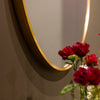 Modena Round Wall Mirror Gold 90cm side view [picture of the golden frame