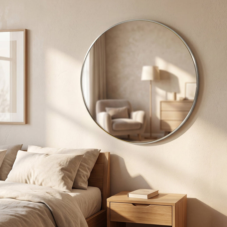 Modena Round Wall Mirror Silver 90cm