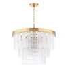 Moesha 6 Light Pendant Natural Brass and Ribbed Glass Shade Ceiling Hanging Light for Home Decor
