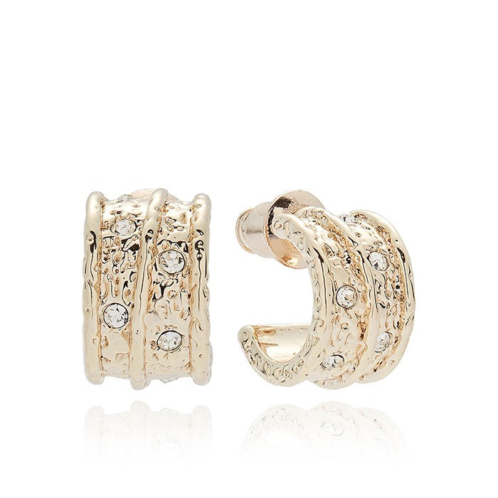 Molten Metal Three Lines Gold Plated Earrings