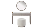 Mondello Dressing Table Washed Oak front view picture with dressing stool and mirror
