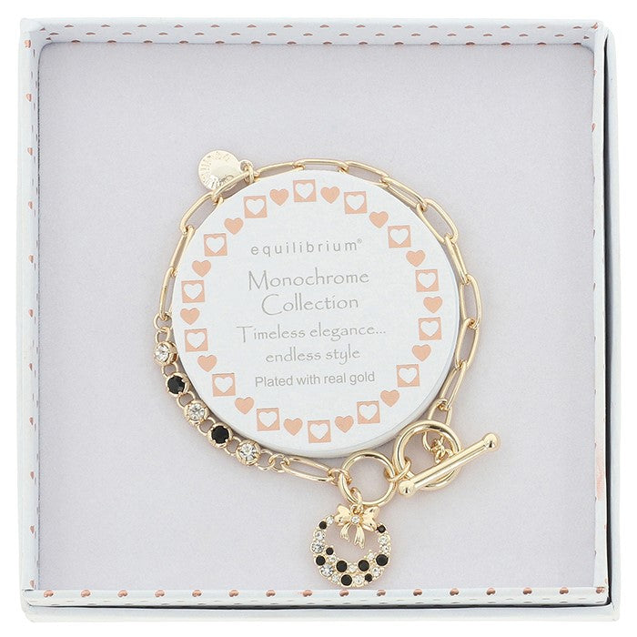 Monochrome Circle Bow Gold Plated Bracelet - Monochrome Jewellery