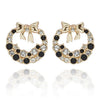 Monochrome Circle Bow Gold Plated Earrings close view picture of the earrings design