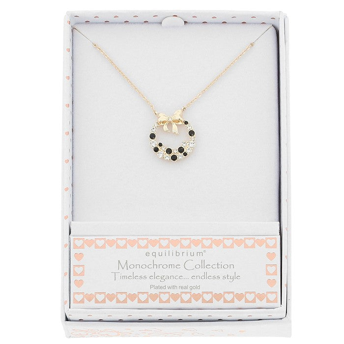 Monochrome Circle Bow Gold Plated Necklace - Jewellery Collection