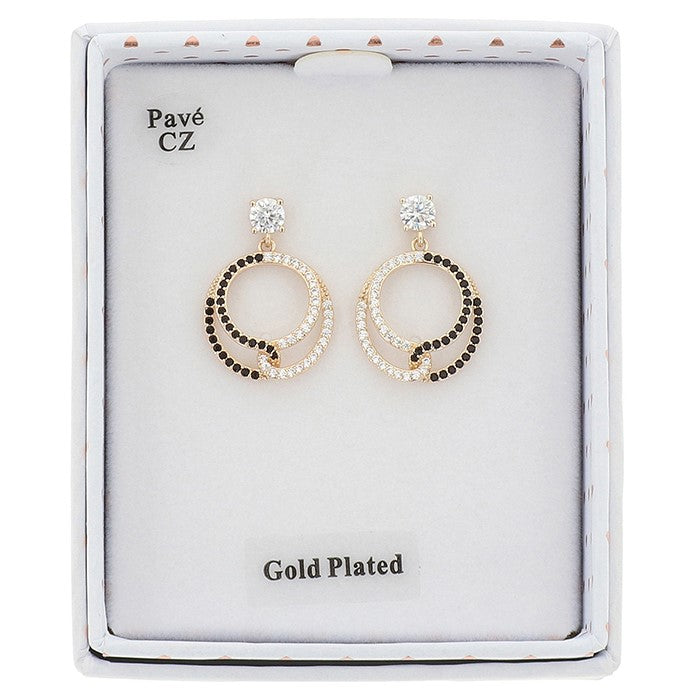 Monochrome Entwined Circles Gold Plated Earrings - Jewellery Giftware
