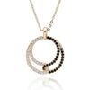Monochrome Entwined Circles Gold Plated Necklace close view picture of the pendant design