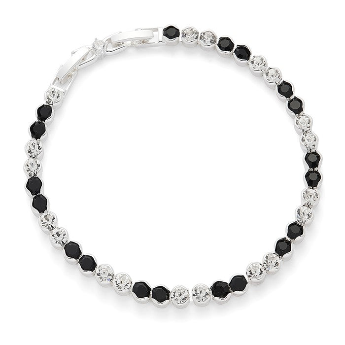 Monochrome Silver Plated Tennis Bracelet