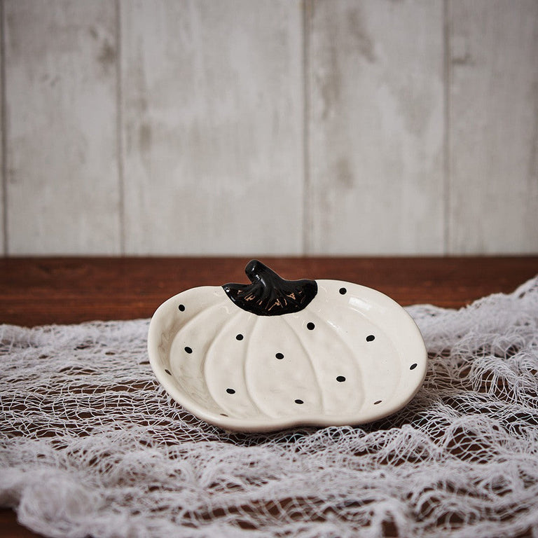 Monochrome Spotted Ceramic Pumpkin Dish