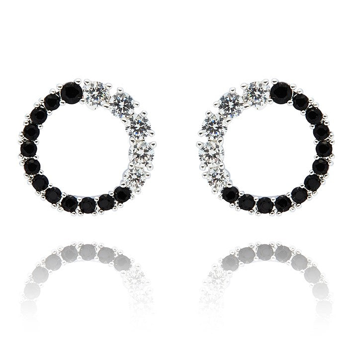 Monochrome Two Halves Silver Plated Earrings